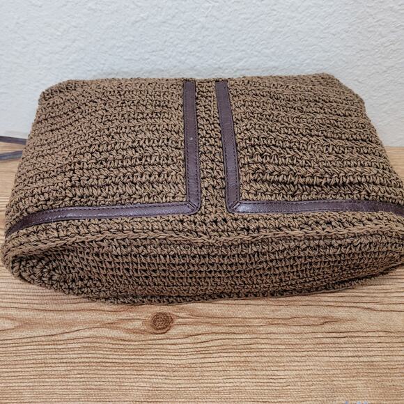 Brighton Barbados Crochet Leather Purse Raffia Handbag Boho Retro Style - Picture 8 of 15